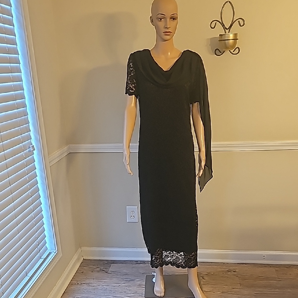 Helene Blake Vintage Black Laced Dress